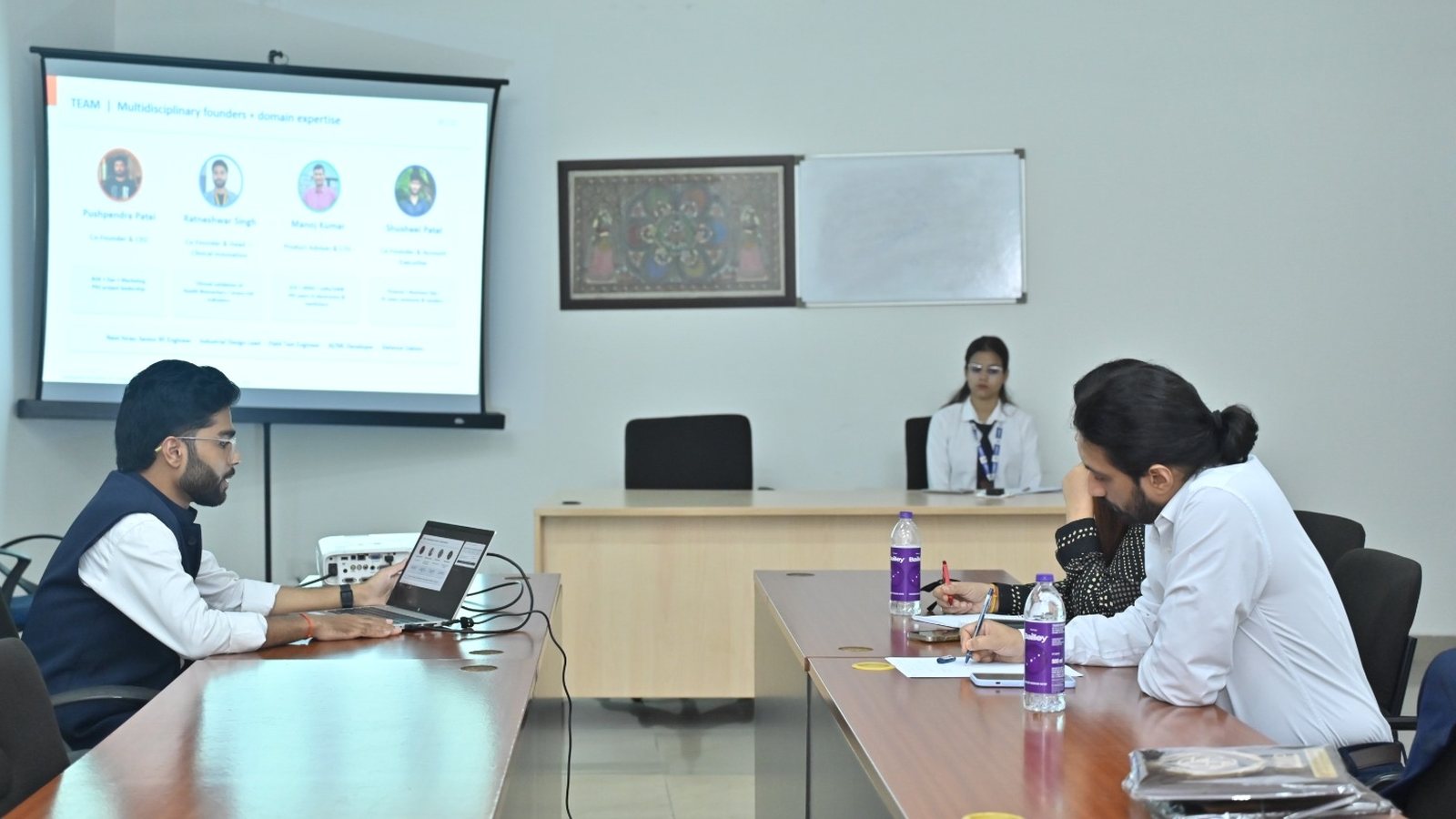 Aaryavarta team slide on screen during the pitch at Bihar Startup Showcase